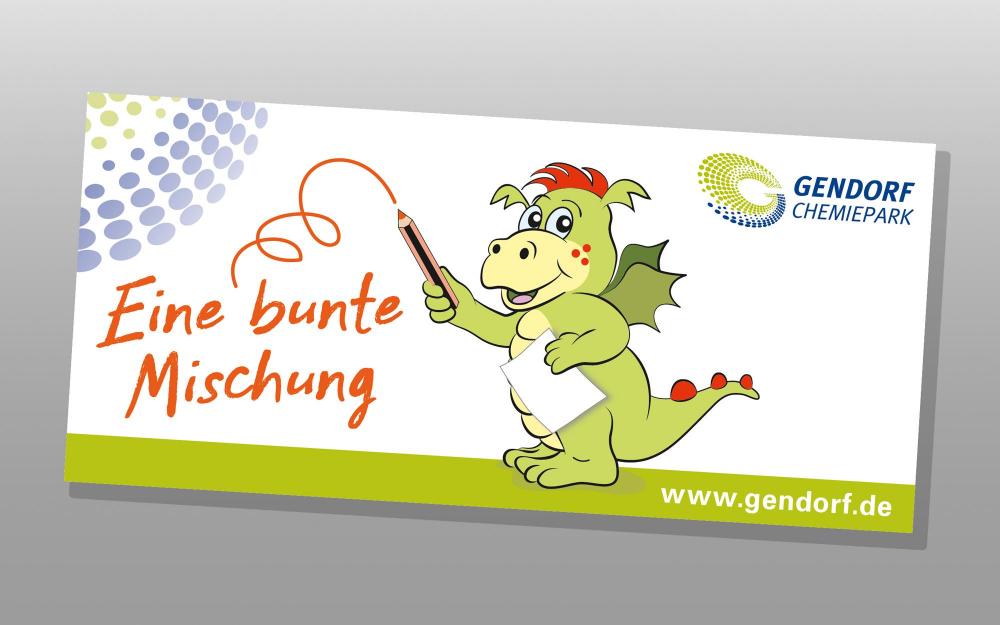 a.werner grafik, Chemiepark GENDORF, Genzi der Chemiepark-Drache, Illustration